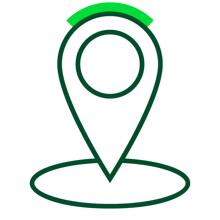 A green location pin icon.