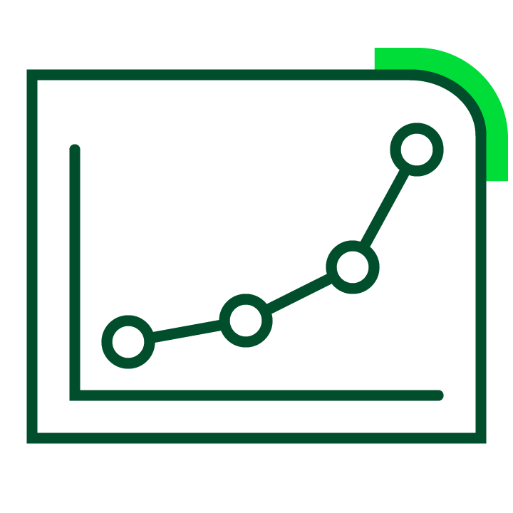 Schematic representation of a graph with four data points indicating growth