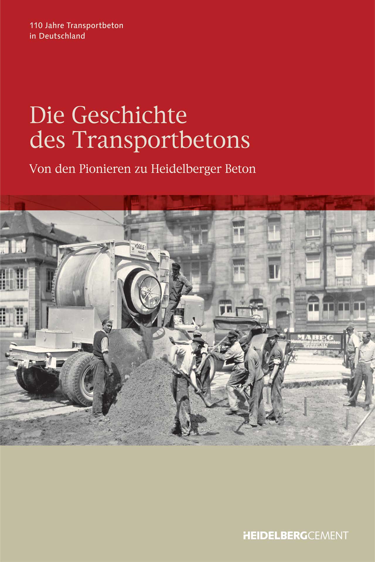 Broschüre mit der Aufschrift "Die Geschichte des Transportbetons"