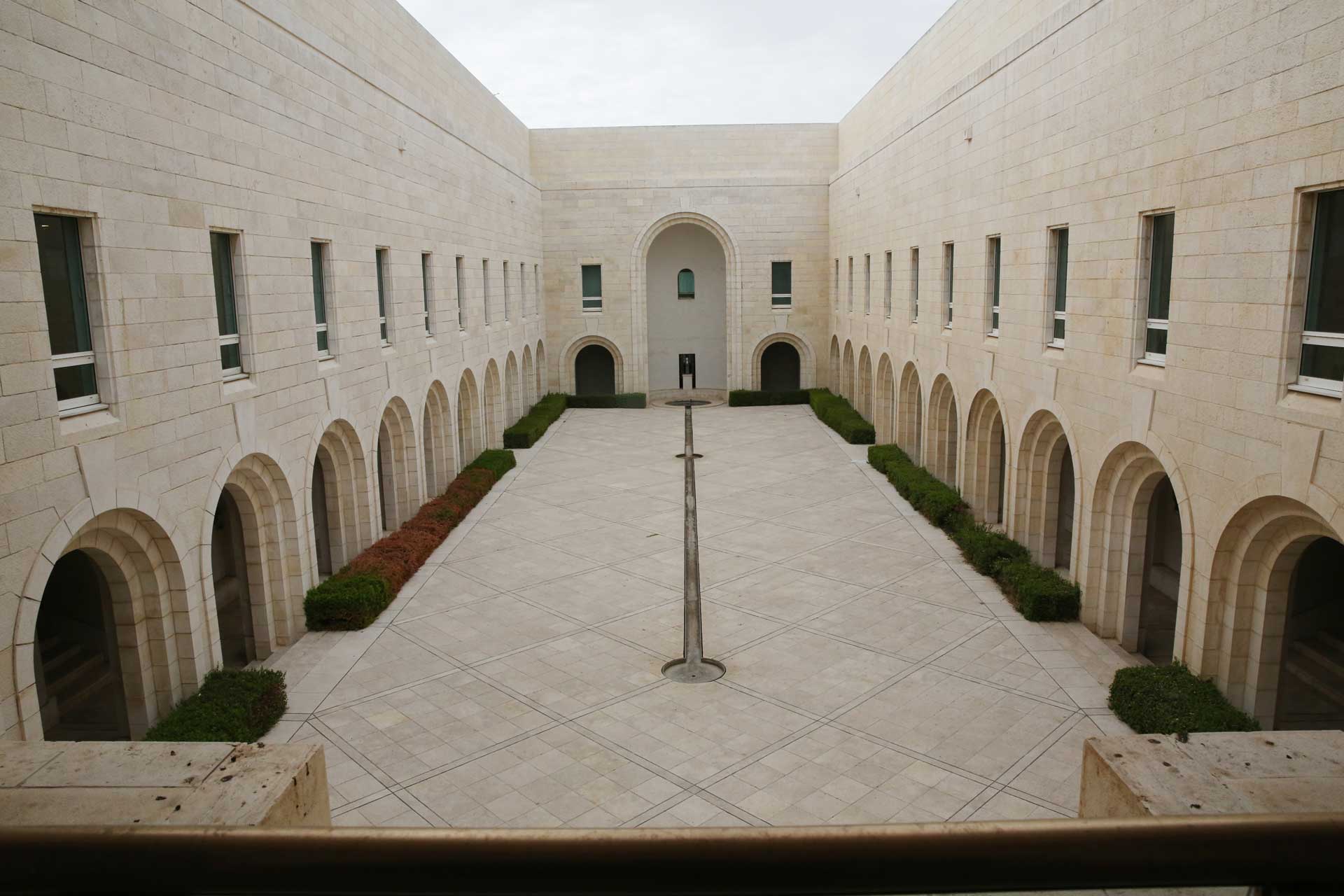 Courtyard of a large bright building 