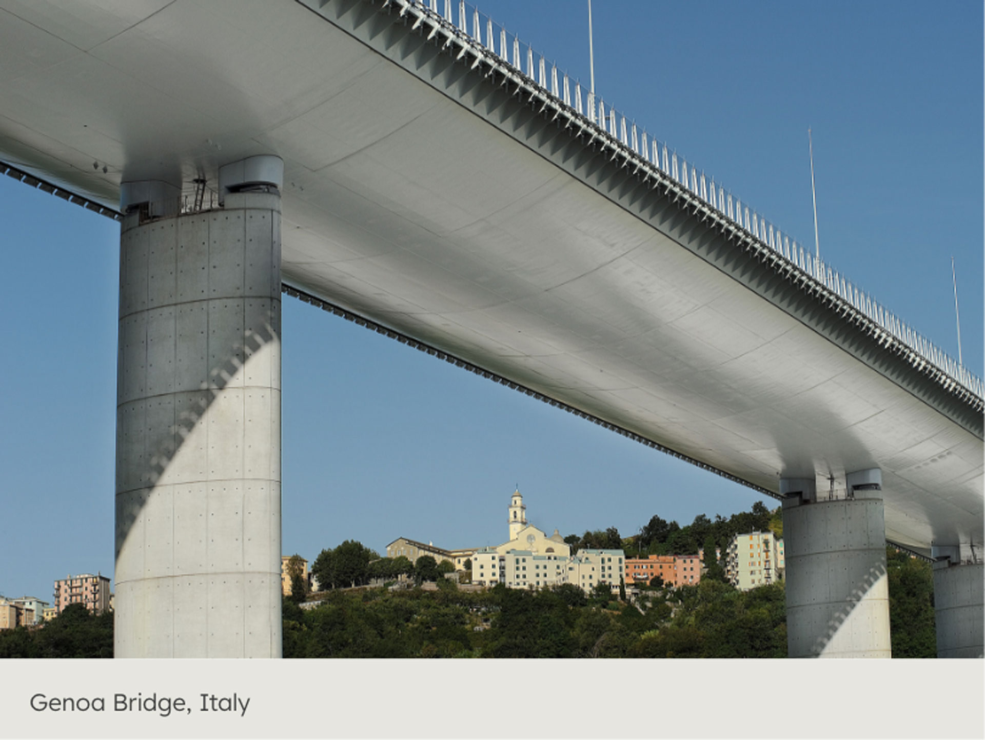 Concrete bridge in Genoa, view from below