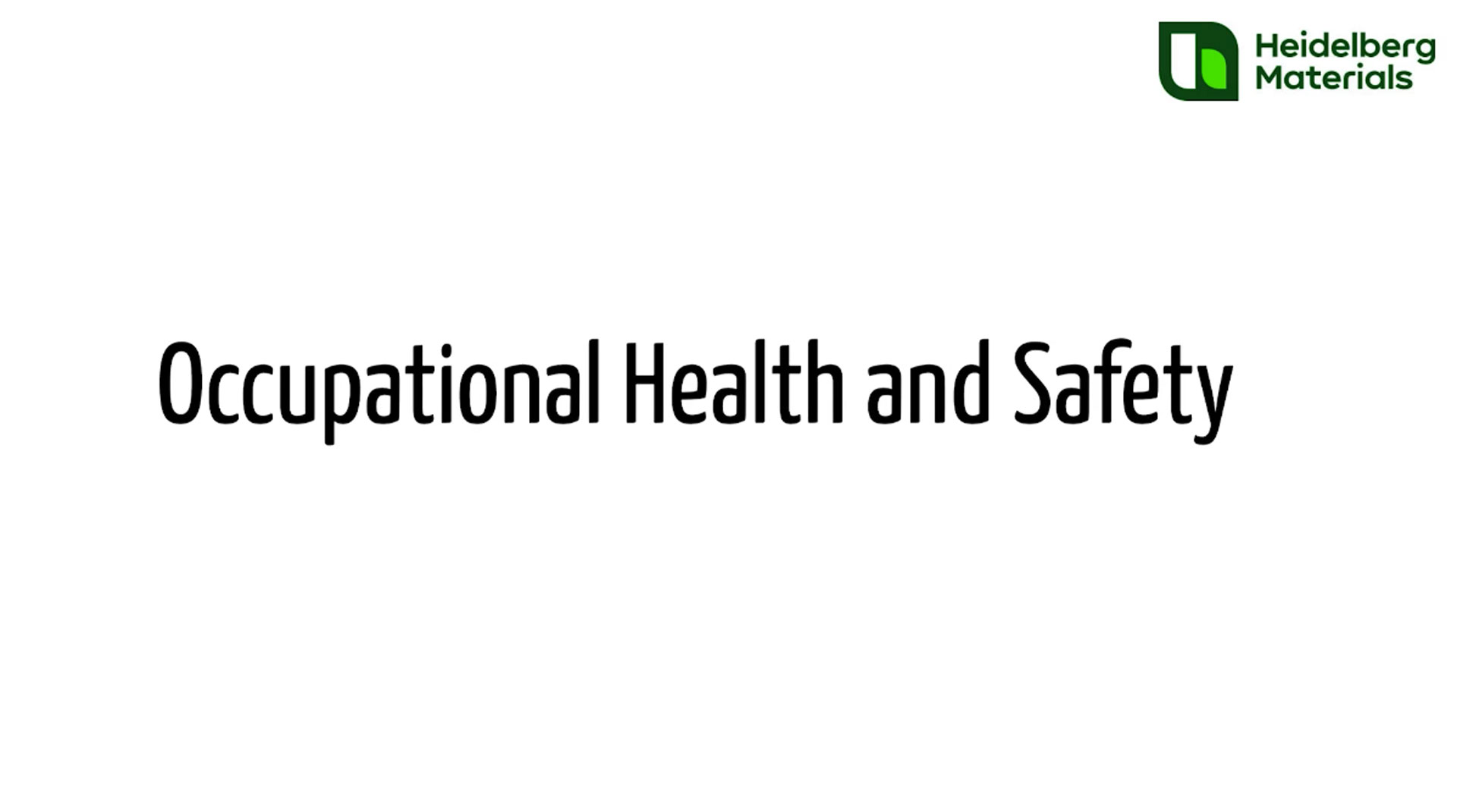 Start screen of the video, showing the text "Occupational health and safety"